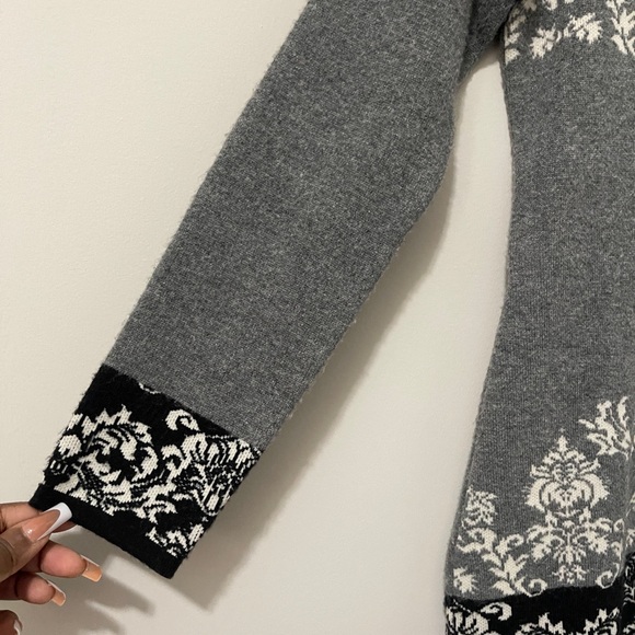 Colour Works Womens Sweater Size XS Gray Multicolored Jacquard Printed Knit Top - Picture 4 of 9